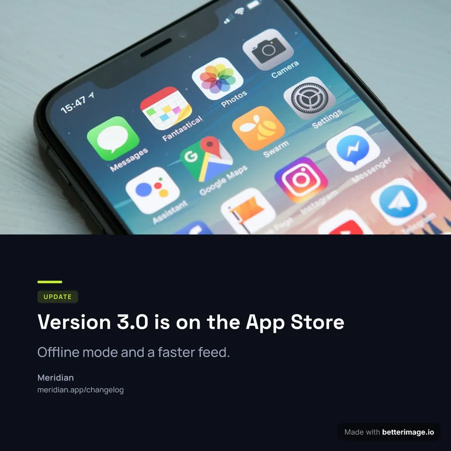 App update at 1080 by 1080, Square post