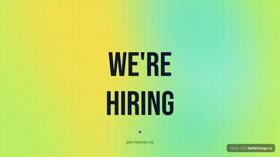 We're hiring at 1280 by 720, YouTube thumbnail