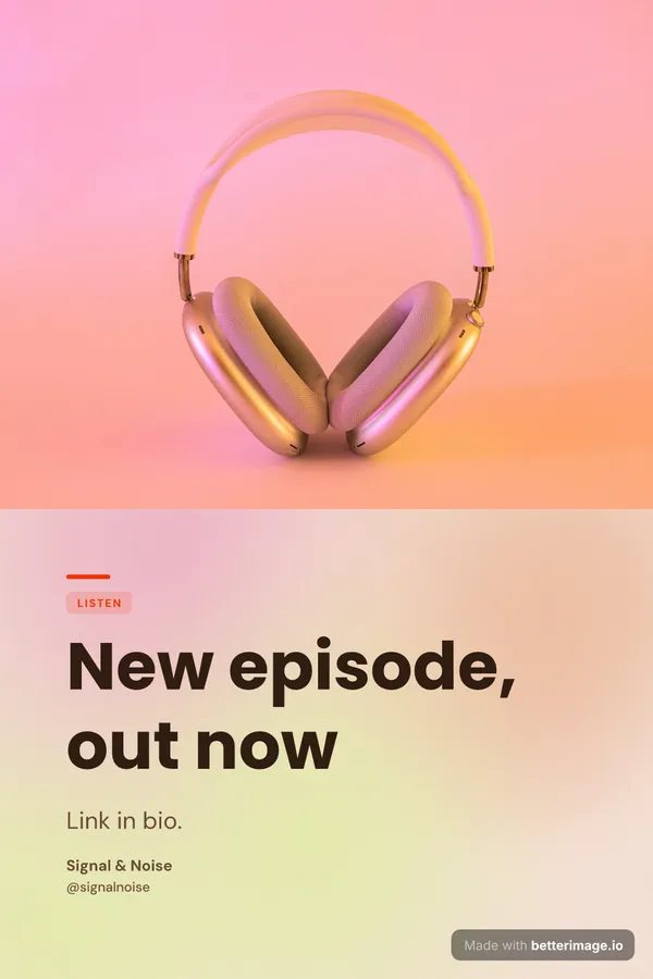New episode post at 1000 by 1500, Pinterest pin