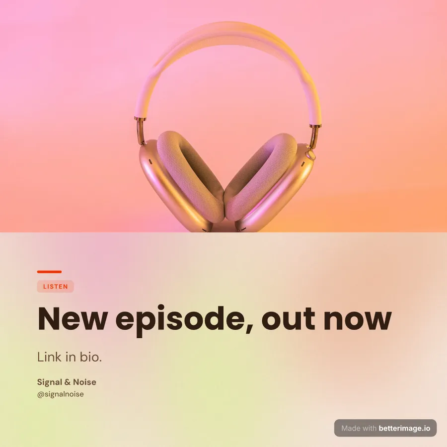 New episode post at 1080 by 1080, Square post