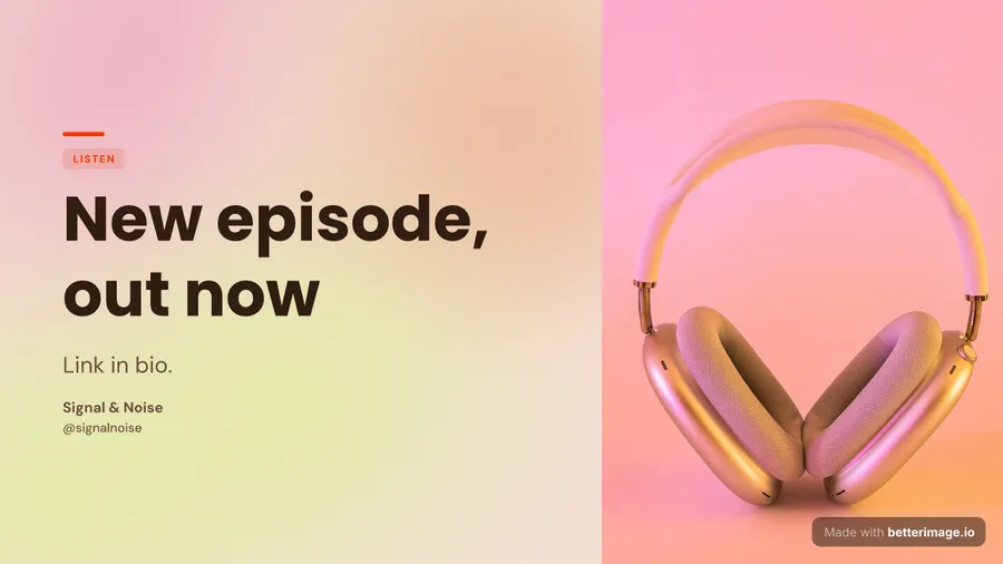New episode post at 1280 by 720, YouTube thumbnail