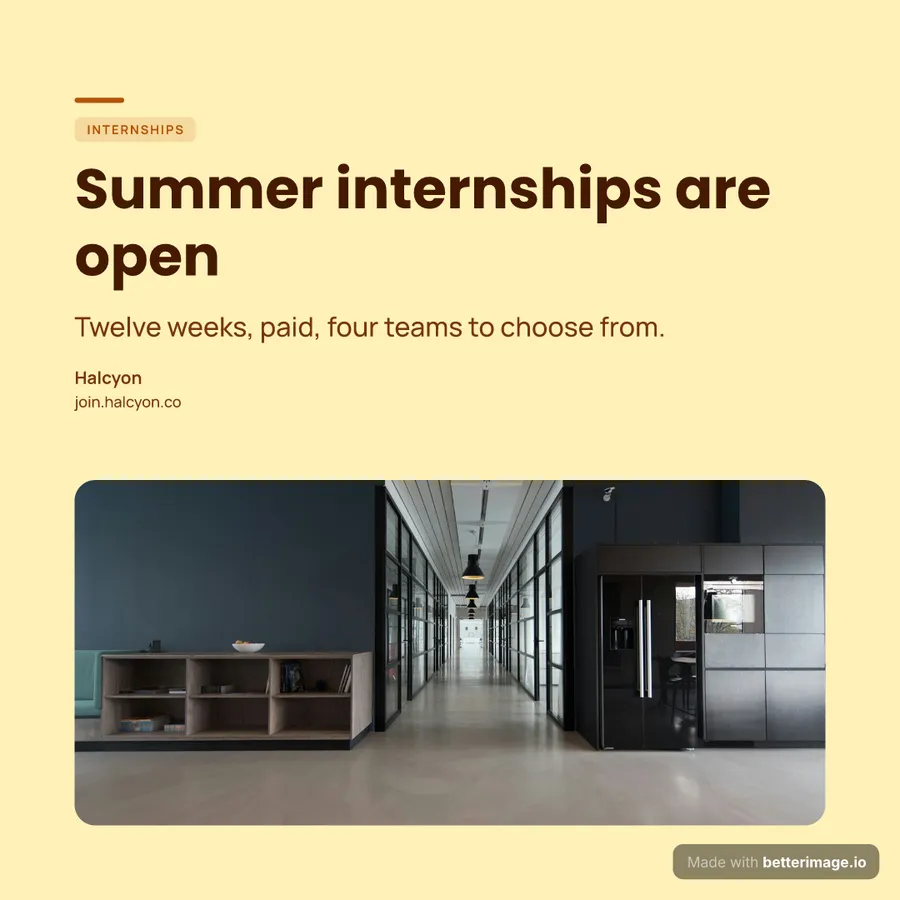 Internships open at 1080 by 1080, Square post