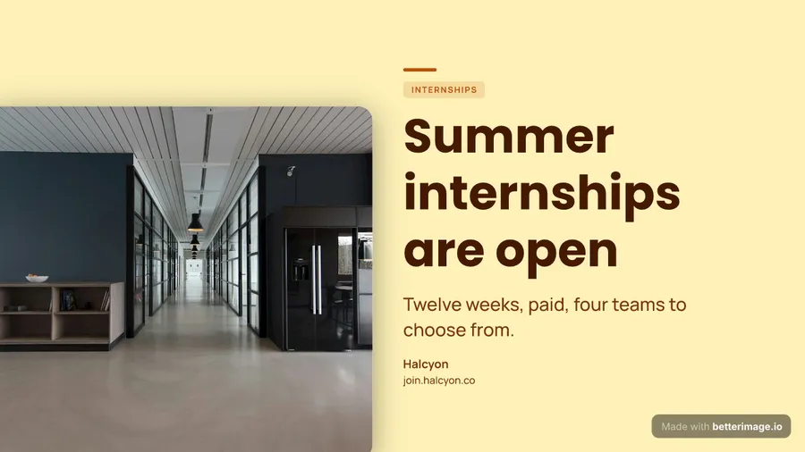 Internships open at 1280 by 720, YouTube thumbnail