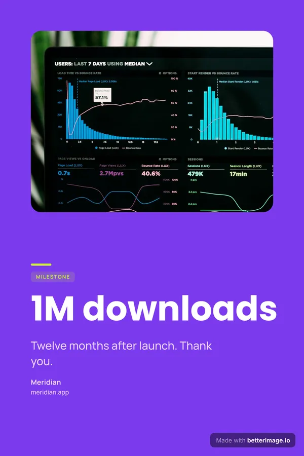 One million downloads at 1000 by 1500, Pinterest pin