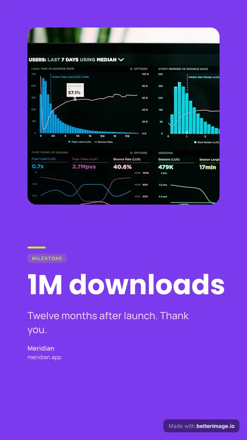 One million downloads at 1080 by 1920, Story