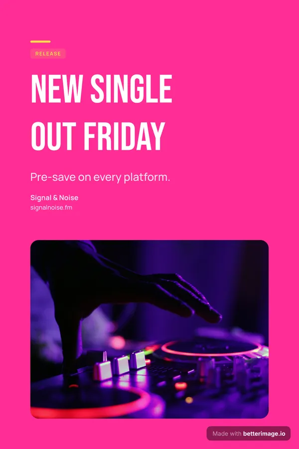 Music release at 1000 by 1500, Pinterest pin