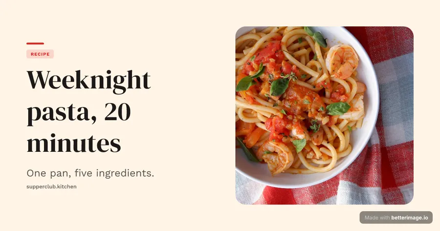 Recipe pin at 1200 by 630, Open Graph