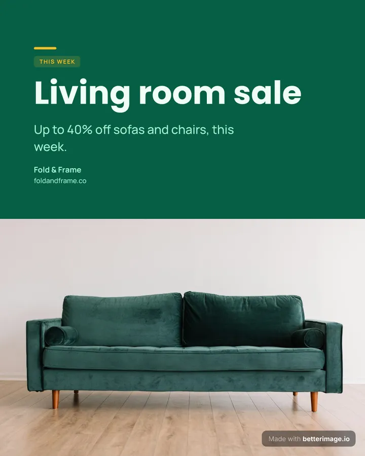 Living room sale story at 1080 by 1350, Portrait post