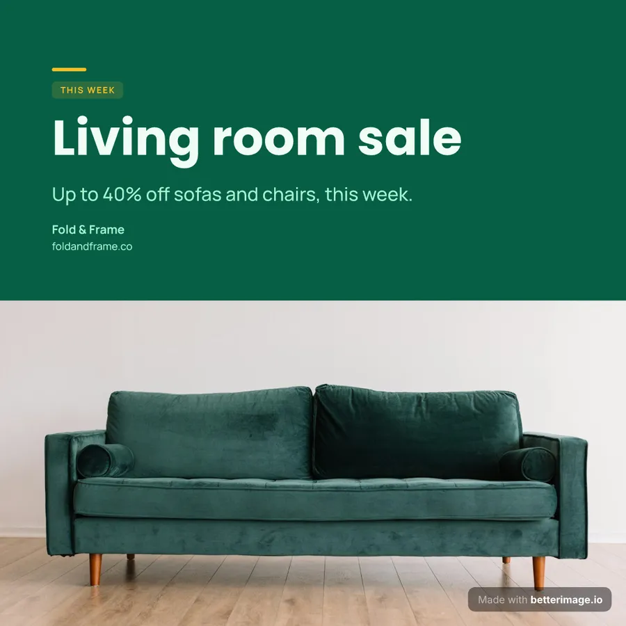 Living room sale story at 1080 by 1080, Square post