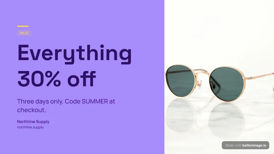 Violet sale at 1280 by 720, YouTube thumbnail
