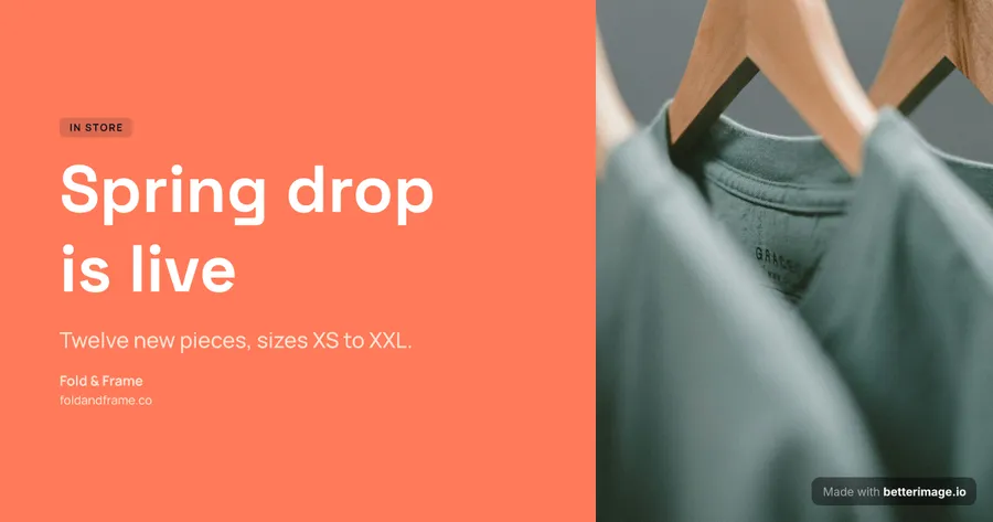 Store drop post at 1200 by 630, Open Graph