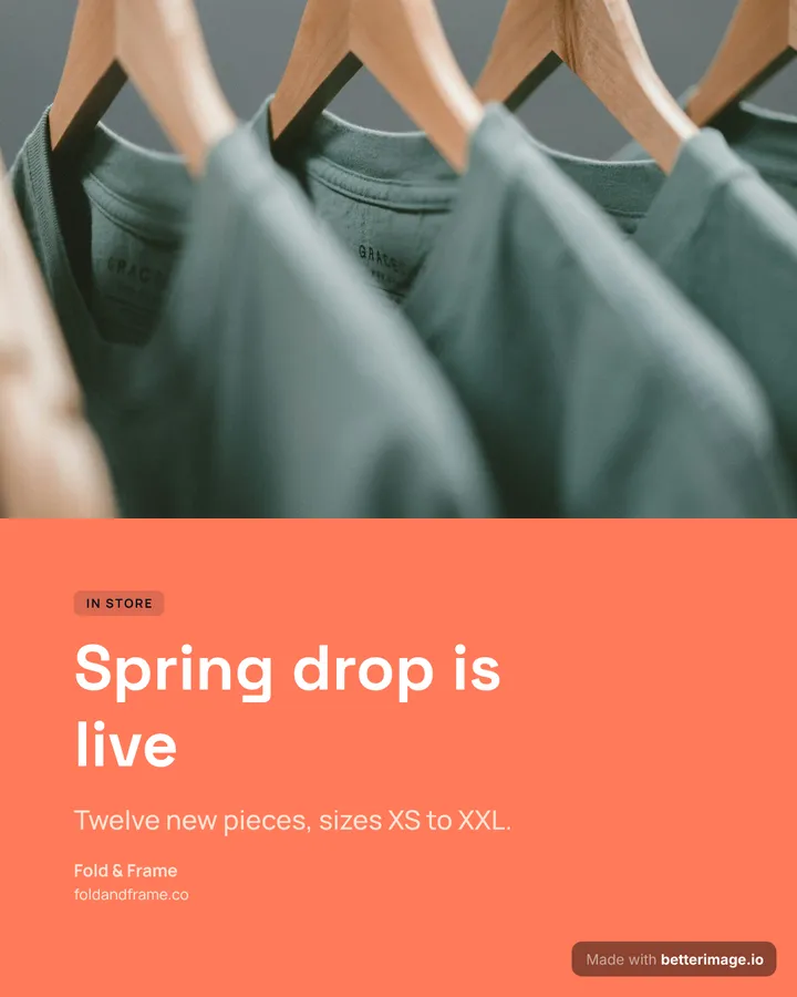 Store drop post at 1080 by 1350, Portrait post