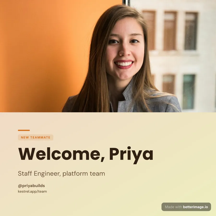 New team member at 1080 by 1080, Square post