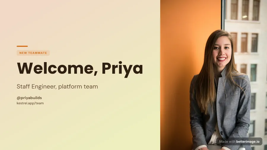 New team member at 1280 by 720, YouTube thumbnail