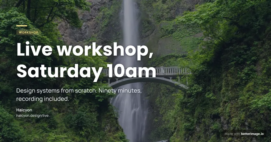 Workshop story at 1200 by 630, Open Graph
