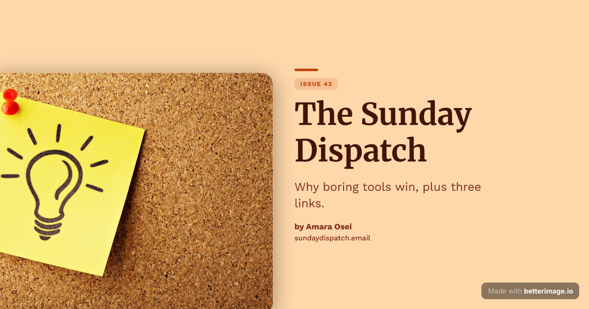 Newsletter issue card: a flat peach field, the photo floating in a frame on the left, Merriweather headline