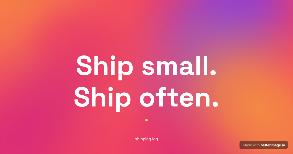 Bold quote card: hot rose mesh with orange, magenta and violet glows, four-word grotesk statement filling the canvas, yellow accent dot