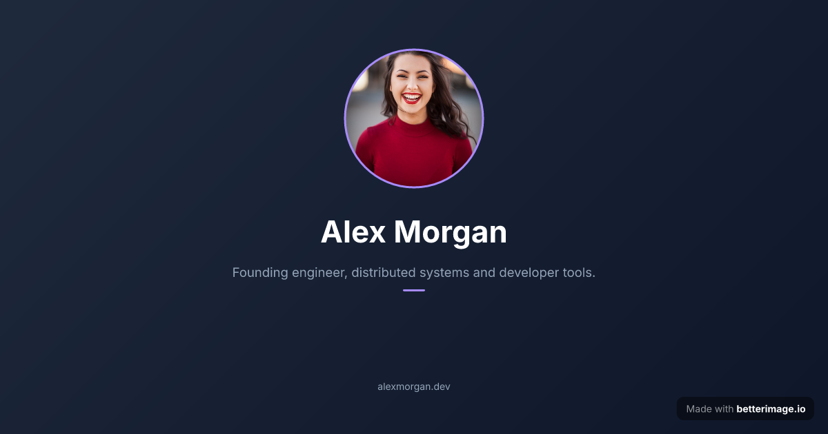 Speaker bio profile card with circular avatar above the name