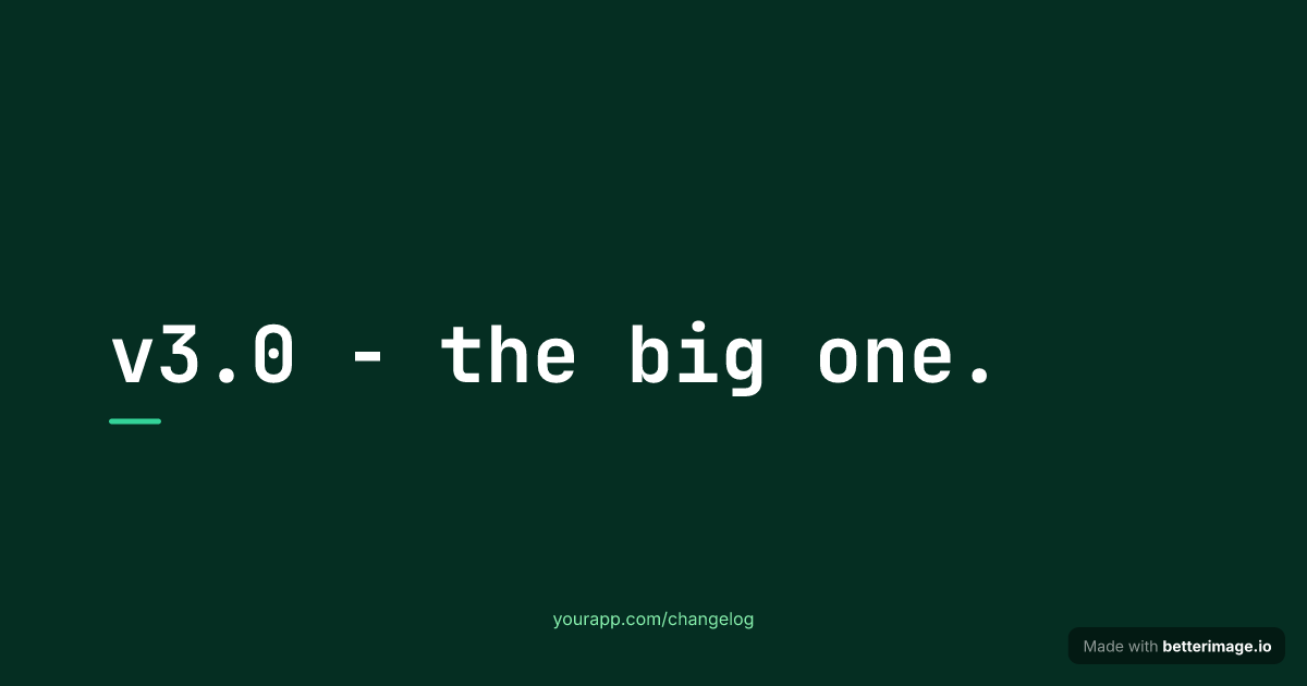 Minimal version release card with a monospace version headline on dark green