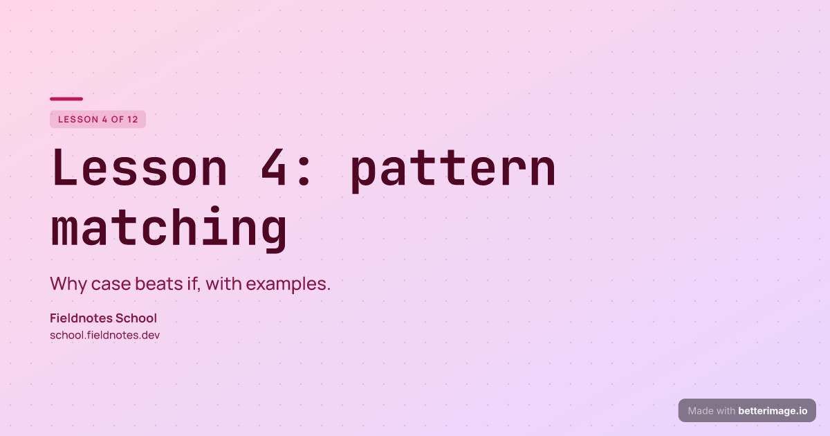 Lesson card card: a pink-to-lilac gradient, no photo, the type carries the card, JetBrains Mono headline