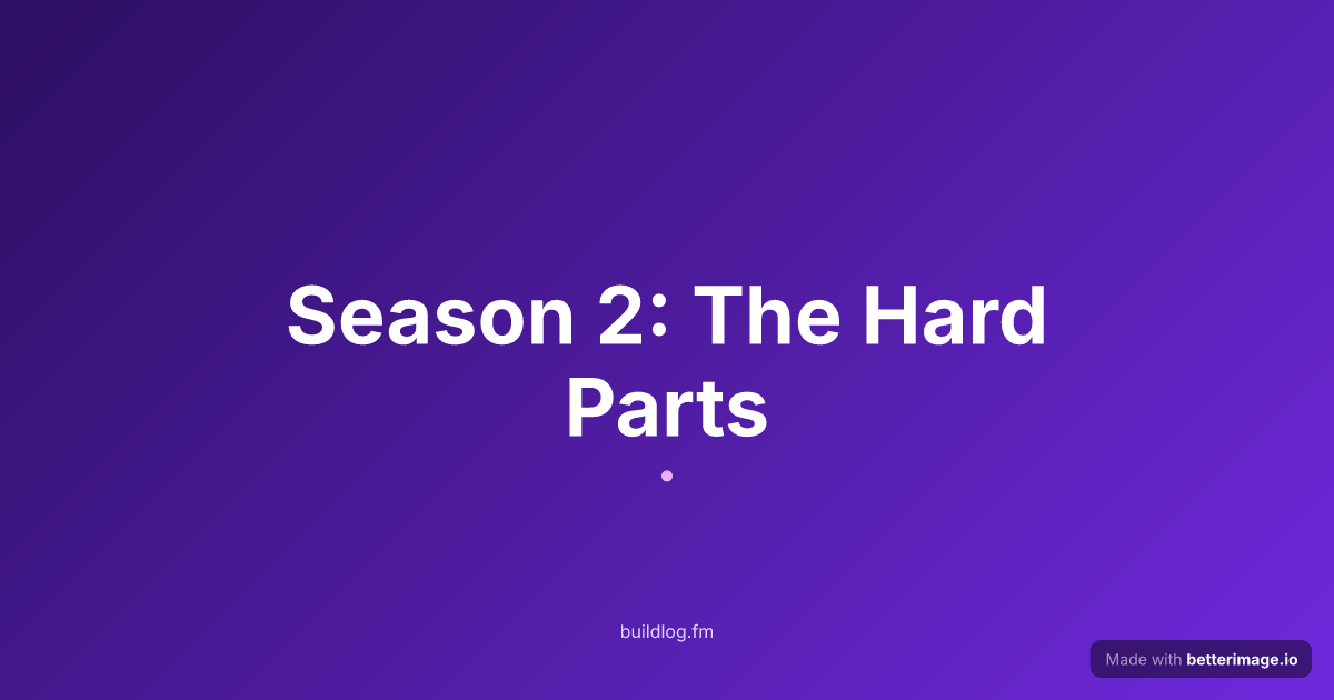 Bold podcast season announcement card on a purple gradient