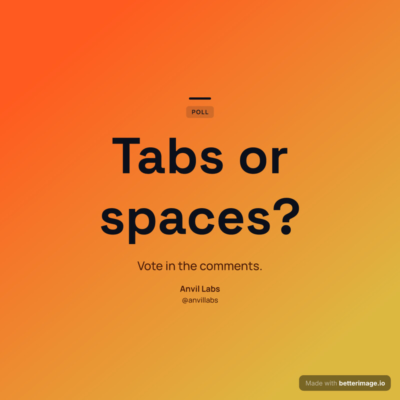 Poll post card: a tangerine gradient, no photo, the type carries the card, Space Grotesk headline