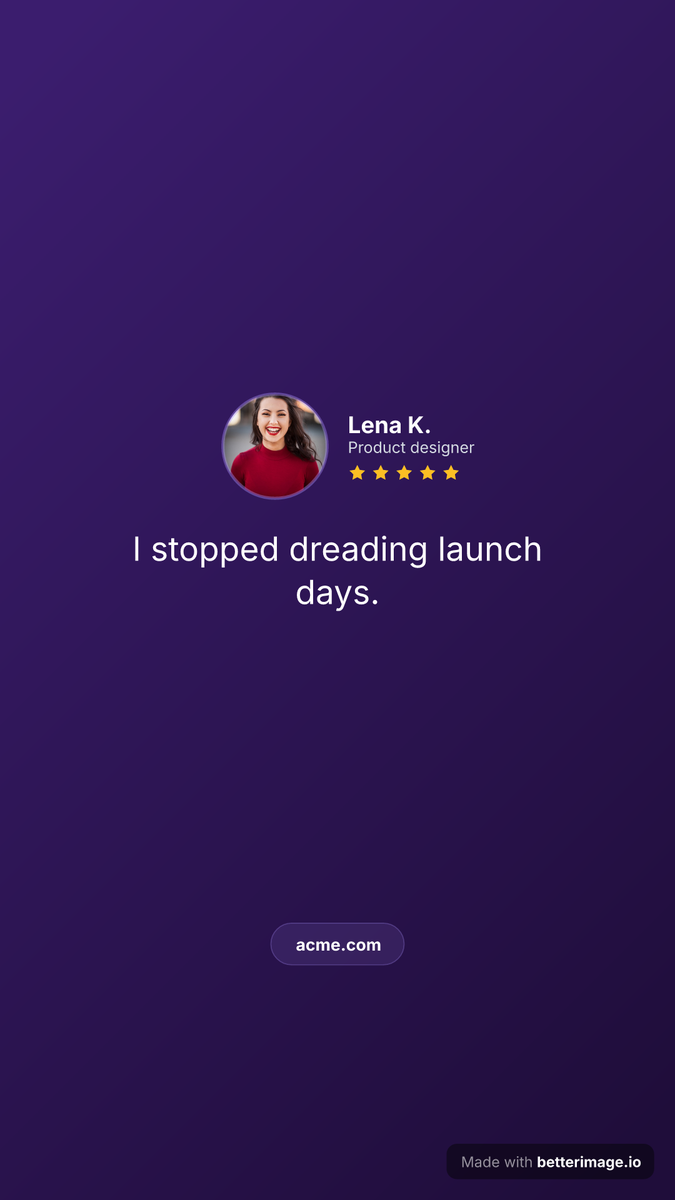 Vertical story with a customer quote, avatar, and five stars